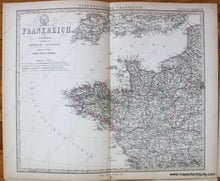 Load image into Gallery viewer, 1876 - France Frankreich In Iv Blattern Antique Map Genuine Hand-Colored