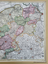 Load image into Gallery viewer, Antique-Hand-Colored-Map-Flanders-Belgium-France-Europe-Comitatus-Flandriae-in-omnes-ejusdem-subjacentes-Ditioes-cum-adjacentibus-accuratissime-divissus-sumtibus-Ioh.-Bapt.-Homanni-Europe-Holland-c.-1750-Johann-Baptist-Homann-Maps-Of-Antiquity