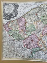 Load image into Gallery viewer, Antique-Hand-Colored-Map-Flanders-Belgium-France-Europe-Comitatus-Flandriae-in-omnes-ejusdem-subjacentes-Ditioes-cum-adjacentibus-accuratissime-divissus-sumtibus-Ioh.-Bapt.-Homanni-Europe-Holland-c.-1750-Johann-Baptist-Homann-Maps-Of-Antiquity