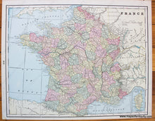 Load image into Gallery viewer, 1892 - Switzerland Verso: France Antique Map Genuine Printed-Color