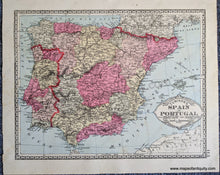 Load image into Gallery viewer, Antique-Map-Tunison's-Spain-and-Portugal;-verso:-Tunison's-Belgium-Holland-and-Denmark-Europe--1888-Tunison-Maps-Of-Antiquity-1800s-19th-century