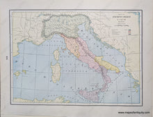 Load image into Gallery viewer, Genuine-Antique-Printed-Color-Comparative-Chart-Map-of-Ancient-Italy;-verso:-Map-of-the-Roman-Empire-Ancient-World--1892-Home-Library-&-Supply-Association-Maps-Of-Antiquity-1800s-19th-century