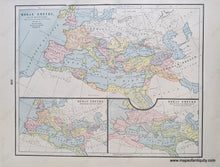 Load image into Gallery viewer, Genuine-Antique-Printed-Color-Comparative-Chart-Roman-Empire-maps;-verso:-Ancient-Greece-Ancient-World--1892-Home-Library-&-Supply-Association-Maps-Of-Antiquity-1800s-19th-century