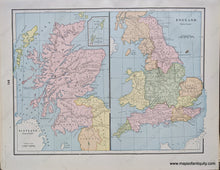 Load image into Gallery viewer, Genuine-Antique-Printed-Color-Comparative-Chart-Scotland-and-England-in-the-Saxon-Period;-verso:-Historical-Map-of-Feudal-France-in-the-time-of-the-Early-English-Plantagenets-Europe--1892-Home-Library-&-Supply-Association-Maps-Of-Antiquity-1800s-19th-century