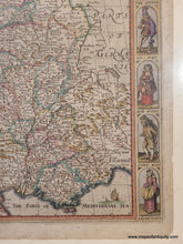 Load image into Gallery viewer, Genuine-Antique-Map-Framed-France-revised-and-augmented-the-attires-of-the-French-and-situations-of-their-chieftest-cityes-observed-by-John-Speede-1676-Speed-Maps-Of-Antiquity