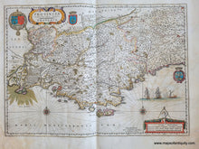 Load image into Gallery viewer, Genuine-Antique-Map-Provincia-Marseilles, Nice, Cannes, Arles, Saint-Tropez, and many other towns and cities in Southern France along the French Riviera or Côte d'Azur--Provence-France-1640-Blaeu-Maps-Of-Antiquity