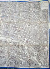Load image into Gallery viewer, (Close up ) Black and white 3-D style view of paris with buildings and monuments. Blue border and red markings for notable locations. Genuine-Vintage-Map-Vue-du-Centre-de-Paris-1951-Blondel-la-Rougery---Grand-Marnier-Maps-Of-Antiquity