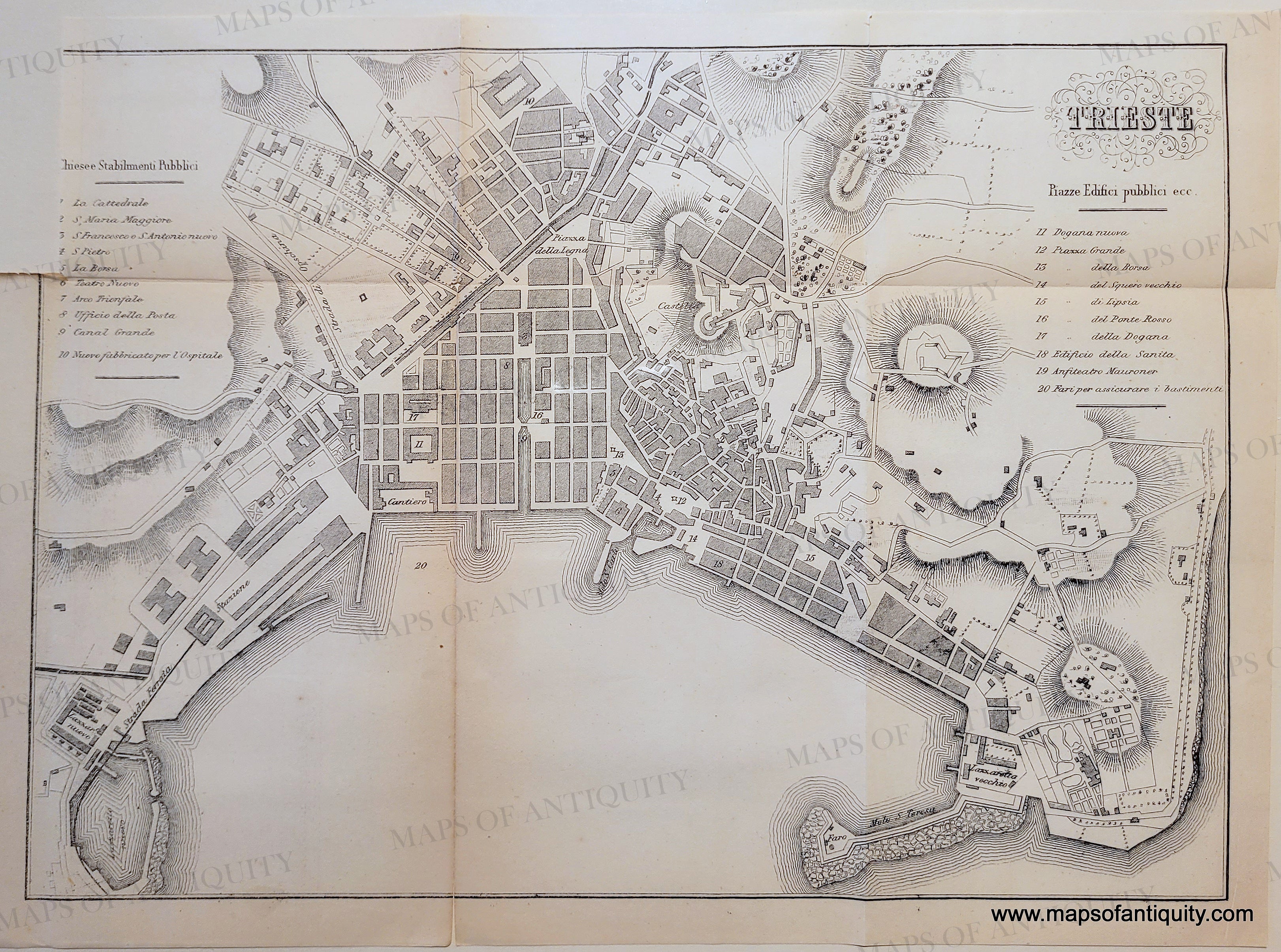 1895 - Trieste (Italy) - Antique Map, image size:3243x2411