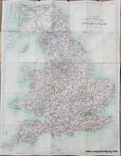Load image into Gallery viewer, Genuine-Antique-Folding-Map-The-Complete-Safety-Cycling-Map-of-England-Wales-1905-Galls-Inglis-Maps-Of-Antiquity