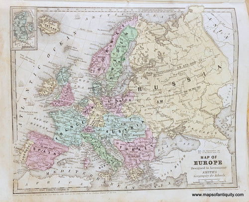 Genuine-Antique-Map-Map-of-Europe-[with-inset-map-of-Denmark]-1839-Smith-Paine-Burgess-Maps-Of-Antiquity