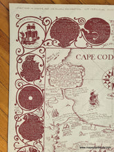 Load image into Gallery viewer, Genuine Antique Vintage Pictorial Map of Cape Cod in cranberry red published in 1948-Claretta Pope Higgins-Maps-Of-Antiquity