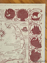 Load image into Gallery viewer, Genuine Antique Vintage Pictorial Map of Cape Cod in cranberry red published in 1948-Claretta Pope Higgins-Maps-Of-Antiquity