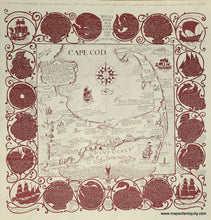 Load image into Gallery viewer, Genuine Antique Vintage Pictorial Map of Cape Cod in cranberry red published in 1948-Claretta Pope Higgins-Maps-Of-Antiquity