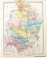 Load image into Gallery viewer, 1889 - Part of Medford ; verso: Map of Stoneham, Melrose, Medford, Malden, Everett, Somerville, and Cambridge ; Part of Medford - Antique Map