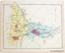 Load image into Gallery viewer, 1889 - Ayer/Shirley/Westford (Ma) Antique Map Genuine Hand-Colored