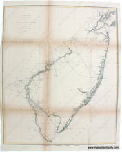 Load image into Gallery viewer, 1873 - Sketch B No. 3 Showing the Triangulation & Geographical Positions in Section No. II from New York City to Cape Henlopen - Antique Chart