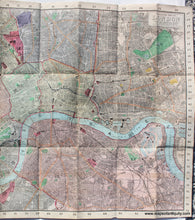 Load image into Gallery viewer, Antique-Folding-City-Map-Tape-Indicator-Map-of-London-and-Visitors-Guide**********-Towns-and-Cities-London-1883-C.-Smith-and-Son-Maps-Of-Antiquity