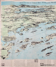 Load image into Gallery viewer, 1950 - Bird's Eye View of Casco Bay: Portland, Maine and Surroundings - Original Map