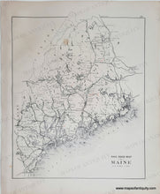 Load image into Gallery viewer, BLack and white map with red markings from a previous owner. Antique-Maps-Railroad-Map-of-Maine