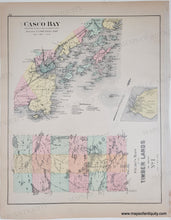 Load image into Gallery viewer, 1895 - Casco Bay from Broad Sound to Cape Elizabeth Light and the Timber Lands of Maine No. 1 / Eastport Village / Rumford Falls - Antique Map