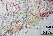 Load image into Gallery viewer, 1913 - Railroad Map Of Maine Antique Genuine Printed-Color
