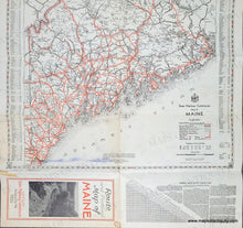Load image into Gallery viewer, Vintage 1935 Map of Maine with red and black road lines on a white background