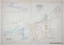 Load image into Gallery viewer, Map of Bourne and Monument Beach showing streets and buildings with original colors of blue, yellow, pink, tan Antique-Map-Monument-Beach-Tobey-Island-Part-of-Bourne-Page-5-Cape-Cod-Massachusetts-1906-Walker