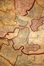 Load image into Gallery viewer, 1867 - Boston And Its Environs Wall Map Antique Hand-Colored Genuine On Rods