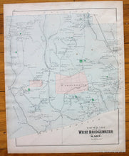 Load image into Gallery viewer, 1879 - Village Of Bridgewater Verso Town And West (Ma) Antique Map Genuine Hand-Colored