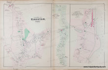 Load image into Gallery viewer, Antique Map with original hand-coloring in tones of green, blue, pink, and darker pink.