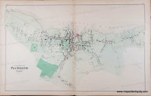 Load image into Gallery viewer, Antique Map with original hand-coloring in tones of green, pink. Antique-Hand-Colored-Map-Plymouth-Village-(MA)-**********-United-States-Massachusetts-1879-Walker-Maps-Of-Antiquity