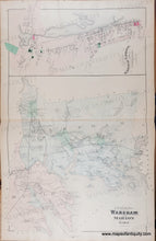 Load image into Gallery viewer, Antique Map with original hand-coloring in tones of green, blue, pink. Antique-Hand-Colored-Map-Wareham/Marion/Rochester/Carver-(MA)-******-United-States-Massachusetts-1879-Walker-Maps-Of-Antiquity