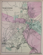 Load image into Gallery viewer, 1871 - City Of Worcester; Verso: Springfield (Ma) Antique Map Genuine Hand-Colored