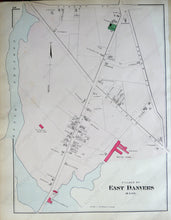 Load image into Gallery viewer, 1884 - Danvers Centre Danversport East Massachusetts Antique Map Genuine Hand-Colored