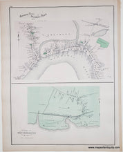 Load image into Gallery viewer, Antique map showing Amersbury and West Manchester, MA, with fine black linework, place names, and a pale green shaded area on an off-white paper .