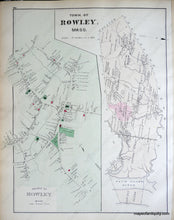 Load image into Gallery viewer, 1884 - Ipswich Rowley And Wenham Massachusetts Antique Map Genuine Hand-Colored
