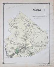 Load image into Gallery viewer, Original antique coloring in tones of green and yellow. Antique-Map-Weston-with-Waltham-MA-Massachusetts-1875-Beers-Maps-of-Antiquity
