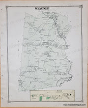 Load image into Gallery viewer, Original antique coloring in tones of green and yellow. Antique-Map-Weston-with-Waltham-MA-Massachusetts-1875-Beers-Maps-of-Antiquity