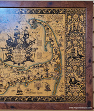 Load image into Gallery viewer, Hand-Colored-Framed-Antique-Map-The-Map-of-Old-Cape-Cod-The land of Bold Explorers, Heroic Pilgrims, Hardy Seamen, Great Fisheries and Famous Ships-Massachusetts-Cape-Cod-and-Islands-1930-Coulton-Waugh-Maps-Of-Antiquity