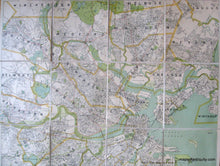 Load image into Gallery viewer, 1910 - Map Of Boston And Surroundings Antique Colored Genuine Folding
