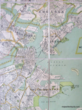 Load image into Gallery viewer, 1910 - Map Of Boston And Surroundings Antique Colored Genuine Folding