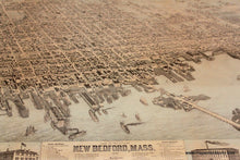 Load image into Gallery viewer, 1876 - City Of New Bedford Mass Framed Antique Map Genuine Bird’s Eye View