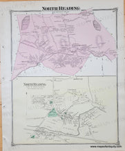 Load image into Gallery viewer, 1875 - Double-Sided Map: North Reading And Town Of (Ma) Antique Map Genuine Hand-Colored pink, yellow, green