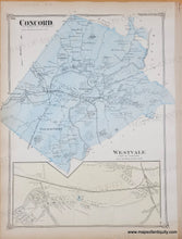 Load image into Gallery viewer, 1875 - Double-sided map: Melrose Center, verso Concord and Westvale (MA) - Antique Map
