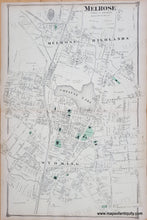 Load image into Gallery viewer, 1875 - Double-sided map: Melrose Center, verso Concord and Westvale (MA) - Antique Map