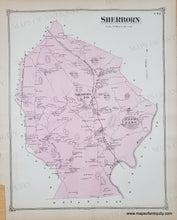 Load image into Gallery viewer, Old map of Sherborn, Massachusetts with original 1875 pink color.