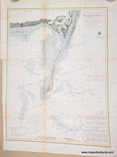 Load image into Gallery viewer, Antique map with hand-coloring in tones of brown, green, blue for water, brick red for cities/buildings. Hand-Colored-Antique-Nautical-Chart-Preliminary-Chart-of-Monomoy-Harbor-Massachusetts-Massachusetts-Cape-Cod-and-Islands-1856-U.S.-Coast-Survey-Maps-Of-Antiquity