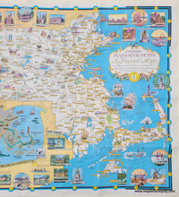 Load image into Gallery viewer, Genuine-Antique-map-colorful-illustrated-pictorial-Massachusetts-Historical-Travel-Tourist-Worlds-Fair-Ernest-Dudley-Chase-1964