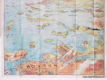 Load image into Gallery viewer, Vibrant original printed color. Antique-Map-Boston-Harbor-Bird's-Eye-View-Map-Walker-1905-Chromolithograph-color-Massachusetts-Maps-of-Antiquity
