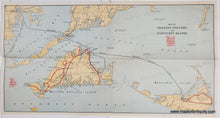 Load image into Gallery viewer, Antique Map of Martha's Vineyard and Nantucket Islands with original printed color in red, yellow and blue
